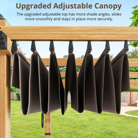 Garvee 10′ X 10′ Wood-Grain Aluminum Pergola with Retractable Canopy for Backyard Patio Porch Grape Trellis,Khaki