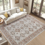 Garvee 10x13 Area Rugs for Living Room Washable, Soft Vintage Large Bedroom Rugs Boho Farmhouse Low Pile Non-Slip Indoor Carpet Rugs for Dining Room (Beige, 10'x13') - Beige