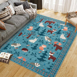 Garvee Soft Geometric Bedroom Rugs Memory Foam Carpet Floral Cozy Area Rugs for Living Room 0.3 Inch Foldable - Green