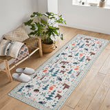 Garvee Washable Area Rug Large Cream Colorful Boho Vintage Bedroom Ultra-Thin Floral Carpet - Red