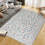 Garvee Area Rugs Washable Floral Rugs for Living Room Non Slip Low Pile Carpet for Office Bedroom Kids Room Bedside - Beige