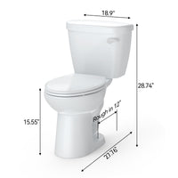 Garvee Two-Piece Elongated Toilet, 1.28 GPF Powerful Single Flush Toilet, 15.5" Universal Height Toilet with 19" Extra Long Bowl & Soft Close Seat, 12 Inch Rough In Bathroom Toilet