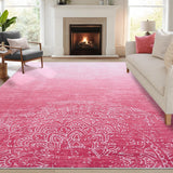 Garvee Large Rug 9x12 Washable Area Rug Living Room Rug Distressed Medallion Rug, Ombre Rug, Stain Resistant Soft Rug Non Slip, Decorative Pink Rug for Bedroom, Office - Pink