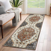 Garvee Vintage Washable Bedroom Rug - Soft Accent Rugs for Living Room, Non-Slip Non-Shedding Low-Pile Entryway Rug, Soft Print Pattern Indoor Rug