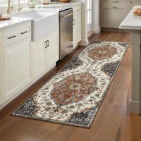 Garvee Vintage Washable Bedroom Rug - Soft Accent Rugs for Living Room, Non-Slip Non-Shedding Low-Pile Entryway Rug, Soft Print Pattern Indoor Rug