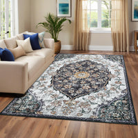 Garvee Vintage Washable Bedroom Rug - Soft Accent Rugs for Living Room, Non-Slip Non-Shedding Low-Pile Entryway Rug, Soft Print Pattern Indoor Rug