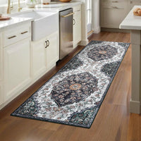 Garvee Vintage Washable Bedroom Rug - Soft Accent Rugs for Living Room, Non-Slip Non-Shedding Low-Pile Entryway Rug, Soft Print Pattern Indoor Rug