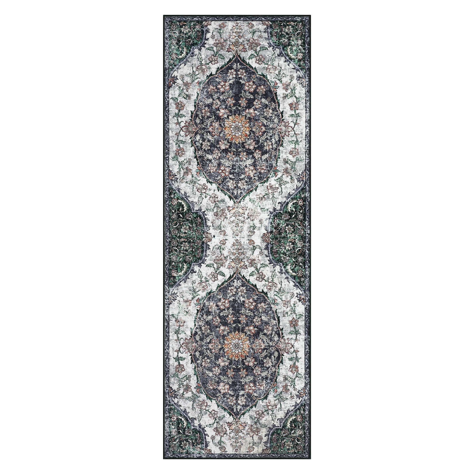 Garvee Vintage Washable Bedroom Rug - Soft Accent Rugs for Living Room, Non-Slip Non-Shedding Low-Pile Entryway Rug, Soft Print Pattern Indoor Rug