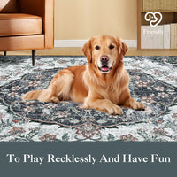 Garvee Vintage Washable Bedroom Rug - Soft Accent Rugs for Living Room, Non-Slip Non-Shedding Low-Pile Entryway Rug, Soft Print Pattern Indoor Rug