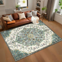 Garvee Vintage Washable Bedroom Rug - Soft Accent Rugs for Living Room, Non-Slip Non-Shedding Low-Pile Entryway Rug, Soft Print Pattern Indoor Rug