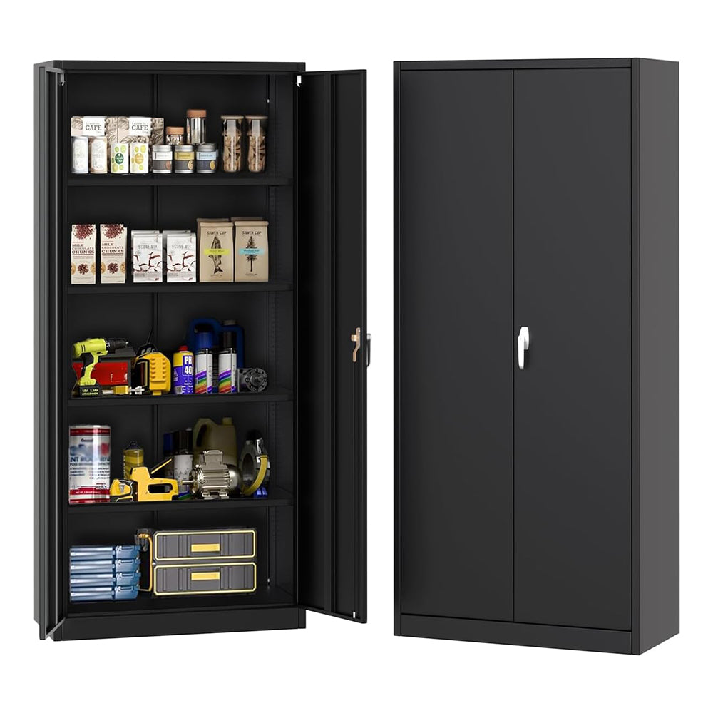 Garvee 71" H Metal Storage Cabinet with Lock, Steel Tool Cabinet with 4 Adjustable Shelves and 4 Adjustable Feet, Storage Organization for Home/Garage/Office/Shop