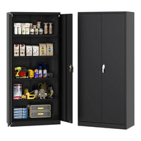 Garvee 71" H Metal Storage Cabinet with Lock, Steel Tool Cabinet with 4 Adjustable Shelves and 4 Adjustable Feet, Storage Organization for Home/Garage/Office/Shop