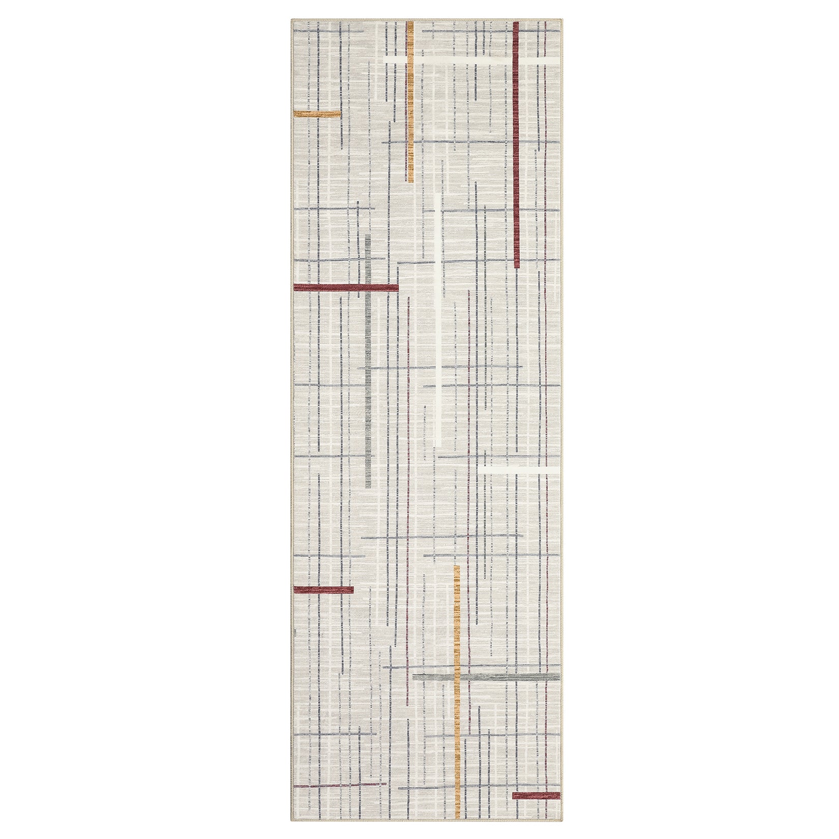 Garvee Modern Abstract Runner Rug 2x6 Washable Non Slip Runner for Hallway Linear Geometric Ultra Thin Foldable Carpet Runner Stain Resistant Soft Stripe Indoor Rug for Kitchen Bedroom, Beige