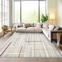 Garvee Washable Modern Rug 9x12 Large Linear Geometric Living Room Rug Non Slip Abstract Foldable Ultra Thin Accent Throw Rug Stain Resistant Soft Carpet for Home Office Decor, Beige