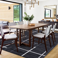 Garvee Contemporary Rug 8x10 Washable Area Rug Modern Abstract Non Slip Soft Throw Rug Linear Geometric Foldable Low Pile Floor Cover for Living Room Bedroom Nursery Office Decor, Black