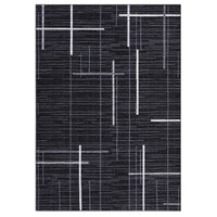 Garvee Contemporary Rug 8x10 Washable Area Rug Modern Abstract Non Slip Soft Throw Rug Linear Geometric Foldable Low Pile Floor Cover for Living Room Bedroom Nursery Office Decor, Black