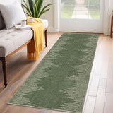 Garvee 2x6 Green Striped Runner Rug Washable Hallway Runner Rug Farmhouse Kitchen Rug Non Slip Stain Resistant Minimalistic Indoor Soft Rug for Kitchen Hallway Bedroom Laundry Room - Dark Green