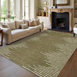 Garvee Washable Area Rug 5x7 Minimalistic Striped Living Room Area Rug Soft Bedroom Rug Foldable Farmhouse Rug for Kitchen Dining Room Playroom Mudroom Dinning Room Entryway, Brownish Green - Brownish Green