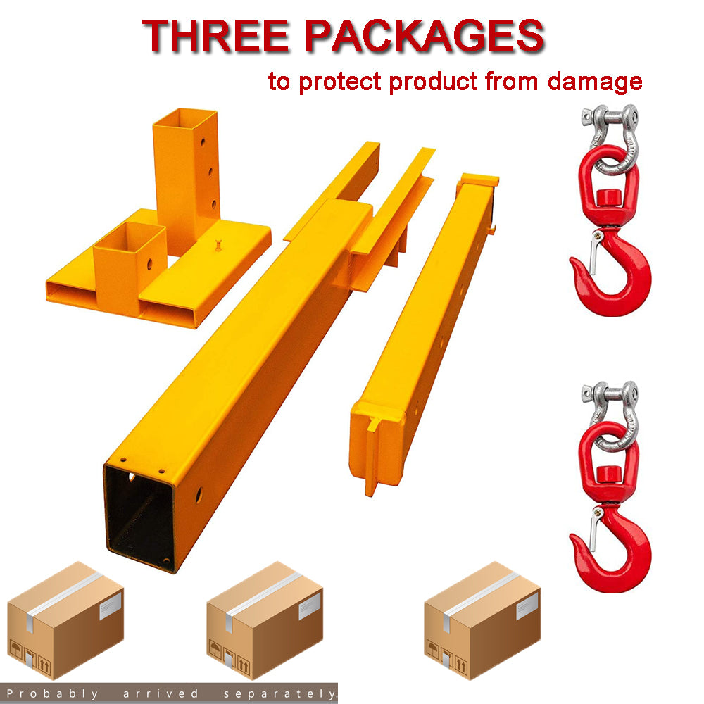 Garvee Forklift Jib Boom Crane 6000LB Capacity - Adjustable Heavy-Duty Steel Fork Mounted Hooks for Warehouse Material Handling