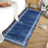 Garvee Modern Navy Blue 2x6 Washable Runner for Hallway Kitchen Runner Rug, Non Sip Bathroom Soft Rug Runner, Low Pile Modern Abstract Irregular Indoor Carpet for Entryway Laundry Room Foyer - Navy Blue