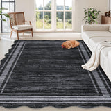 Garvee Modern Balck 10x13 Large Abstract Area Washable Rug for Living Room, Non-Slip Soft Carpet for Bedroom, Irregular Low-Pile Foldable Print Accent Rug for Dining Room Home Office - Black