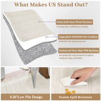 Garvee Modern Cream White 5x7 Washable Rug Low Pile Non-Slip Polyester Soft Durable Foldable for Living Room Bedroom Dining