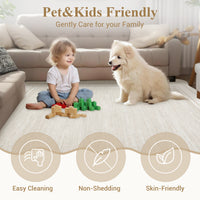 Garvee Modern Cream White 5x7 Washable Rug Low Pile Non-Slip Polyester Soft Durable Foldable for Living Room Bedroom Dining