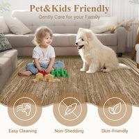 Garvee Modern Camel 2x6 Washable Runner Rug with Scalloped Edges, Non-Slip Backing, Low-Pile Soft Carpet, Durable Machine-Woven Fibers, Camel for Hallway and Entryway