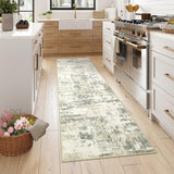 Garvee Modern Abstract Runner Rug 2 x 6 Washable Rug for Hallway, Non Slip Kitchen Rug, Low Pile Soft Entryway Carpet, Indoor Foldable Printed Rug for Kitchen Bedroom Laundry Room, Beige - Beige