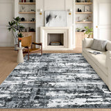 Garvee Modern Abstract Area Rug 8 x 10 Washable Rug for Living Room, Non Slip Dining Room Carpet, Low Pile Indoor Foldable Printed Accent Rug for Bedroom Nursery Playroom, Gray - Gray
