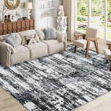 Garvee Modern Abstract Area Rug 5 x 7 Washable Rug for Living Room, Non Slip Dining Room Carpet, Low Pile Indoor Foldable Printed Accent Rug for Bedroom Office Nursery Playroom, Gray - Gray