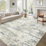 Garvee Large Modern Abstract Area Rug 9 x 12 Washable Rug for Living Room, Non Slip Dining Room Carpet, Low Pile Indoor Foldable Printed Accent Rug for Bedroom Nursery Playroom, Beige - Beige