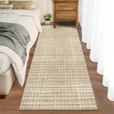 Garvee Runner Rug 2x6 Modern Washable Entryway Runners Non Slip Foldable Contemporary Abstract Throw Rug Low Pile Soft Plaid Print Accent Rug for Kitchen, Bathroom, Hallway, Camel - Camel