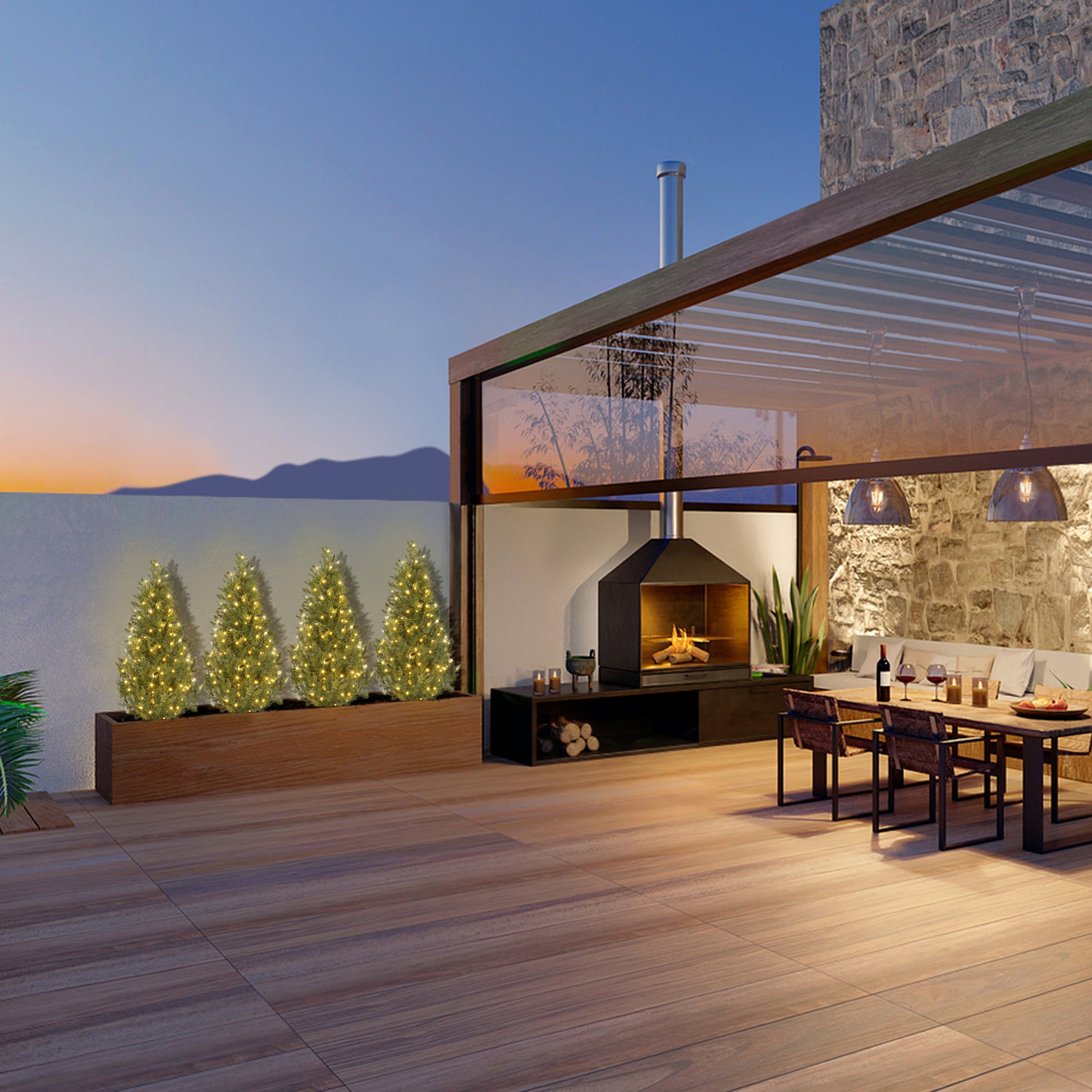 Garvee 3ft Artificial Cedar Topiary Tree Set of 2, Small Lighted Faux Evergreen Cypress Trees with 78 Led Lights, Outdoor Fake Potted Pruned Plants for Front Porch, Garden