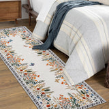 Garvee Boho Washable Rugs for Entryway Floral Rugs for Bedroom, Bathroom Rug Non Slip Washable, Soft Indoor Carpet Throw Carpet for Kitchen Laundry Living Room Foyer - Beige