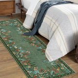 Garvee Boho Washable Rugs for Entryway Floral Rugs for Bedroom, Bathroom Rug Non Slip Washable, Soft Indoor Carpet Throw Carpet for Kitchen Laundry Living Room Foyer - Green