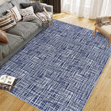 Garvee 10x13 Area Rugs, Modern Solid Low-Pile Washable Rugs, Non-Slip Stain-Resistant Non Shedding, Indoor/Outdoor Mat Runners Carpet for Kitchen Bathroom Living Room Bedroom, Blue - Blue