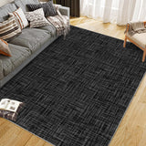 Garvee 9x12 Area Rugs, Modern Solid Low-Pile Washable Rugs, Non-Slip Stain-Resistant Non Shedding, Indoor/Outdoor Mat Runners Carpet for Kitchen Bathroom Living Room Bedroom, Black - Black