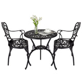 Garvee Patio Bistro Set of 3, All Weather Cast Aluminum Bistro Sets with Umbrella Hole, Outdoor Round Porch Set Patio Table and Chairs for Backyard Garden Balcony Pool, Black - Black