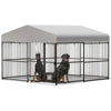 Garvee Large Outdoor Dog Kennel, Heavy Duty Dog Cage with Roof, Dog Kennel Galvanized Iron Dog House with Safety Locks, UV & Water Resistant Proof Cover, for Garden Backyard(10x10x6ft)