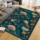 Garvee Boho Bird Area Rug Washable Floral Bedroom Low-Pile Soft Playroom Carpet, Jungle Pattern Vintage Indoor Floor Rug for Living Room and Nursery - Teal