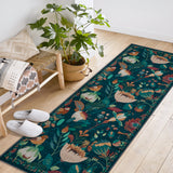 Garvee Boho Bird Area Rug Washable Floral Bedroom Low-Pile Soft Playroom Carpet, Jungle Pattern Vintage Indoor Floor Rug for Living Room and Nursery - Teal