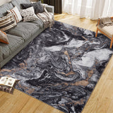 Garvee 8'x10'Soft Modern Abstract Boho Area Rugs for Living Room Washable Large Machine Rug Non-Slip Faux Wool Vintage Carpet for Bedroom Farmhouse Dining Room Kids Room Black - Black