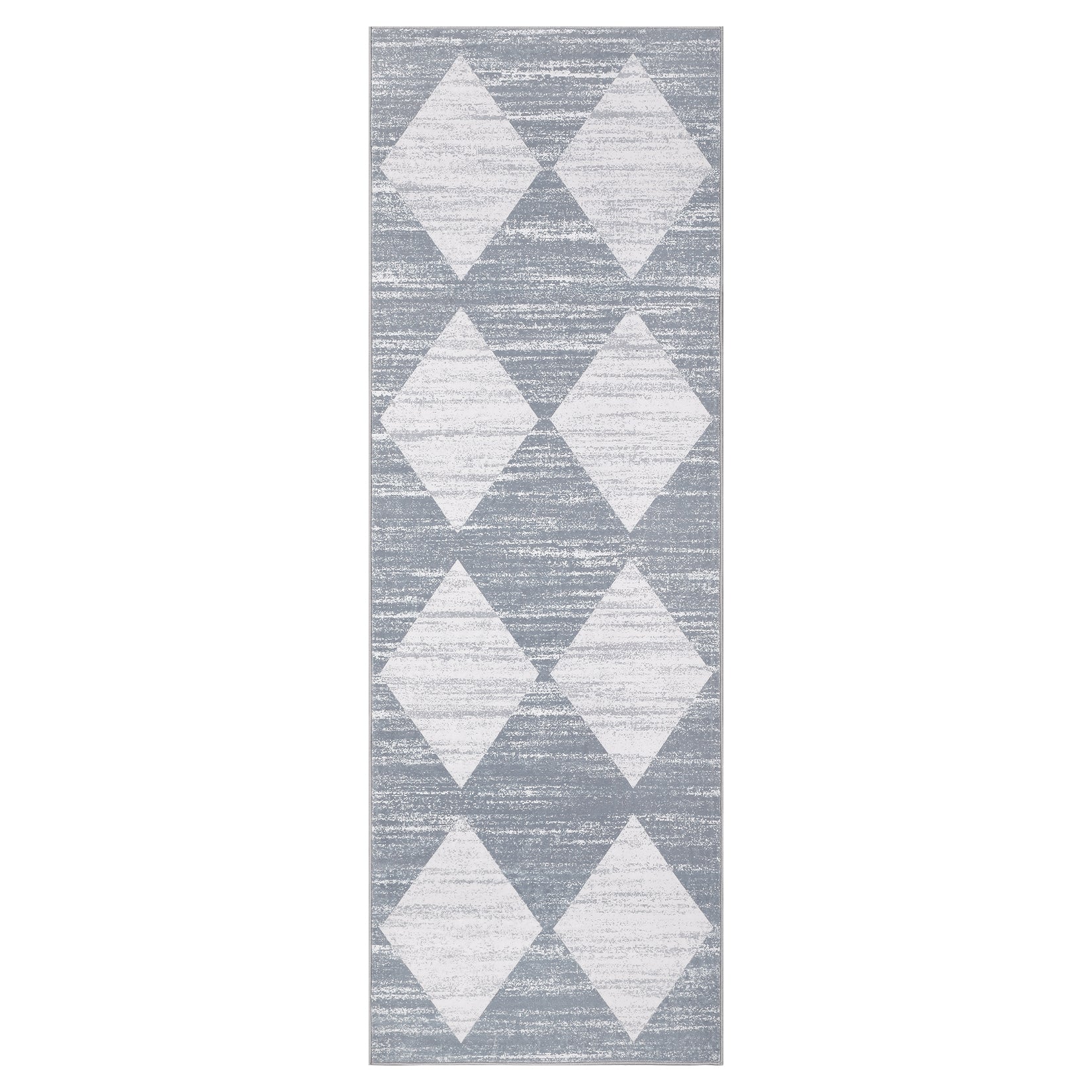 Garvee Plaid Grey 2x6 Washable Runner Rug Modern Geometric Carpet Runner with Non-Slip Backing, Contemporary Accent Carpet, Foldable Low Pile Indoor Mat for Bedroom, Kitchen, Laundry
