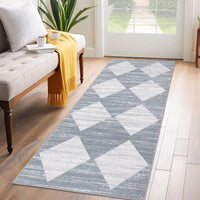 Garvee Plaid Grey 2x6 Washable Runner Rug Modern Geometric Carpet Runner with Non-Slip Backing, Contemporary Accent Carpet, Foldable Low Pile Indoor Mat for Bedroom, Kitchen, Laundry