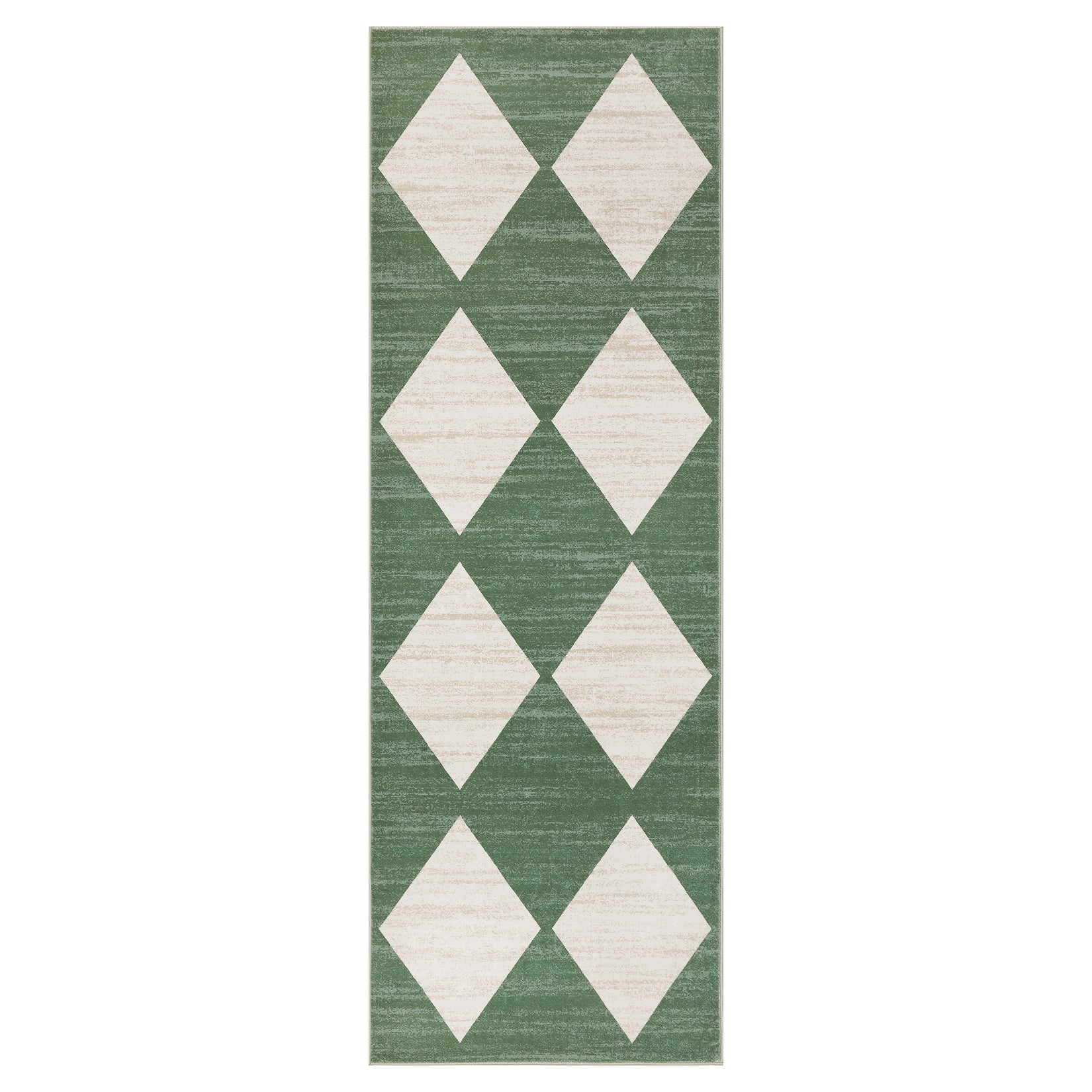 Garvee Plaid Green 2x6 Washable Runner Rug Modern Geometric Carpet Runner with Non-Slip Backing, Contemporary Accent Carpet, Foldable Low Pile Indoor Mat for Bedroom, Kitchen, Laundry