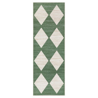 Garvee Plaid Green 2x6 Washable Runner Rug Modern Geometric Carpet Runner with Non-Slip Backing, Contemporary Accent Carpet, Foldable Low Pile Indoor Mat for Bedroom, Kitchen, Laundry