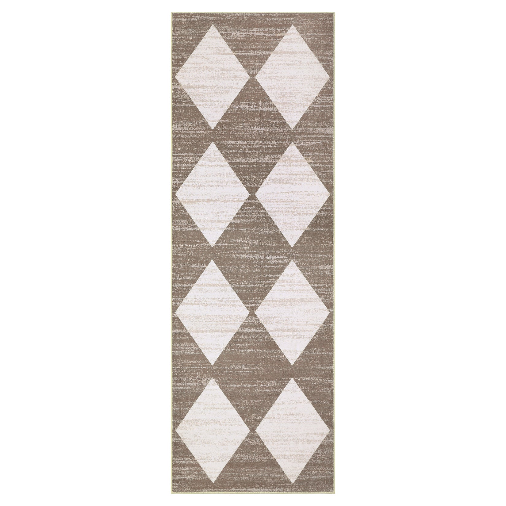Garvee Plaid Brown 2x6 Washable Runner Rug Modern Geometric Carpet Runner with Non-Slip Backing, Contemporary Accent Carpet, Foldable Low Pile Indoor Mat for Bedroom, Kitchen, Laundry