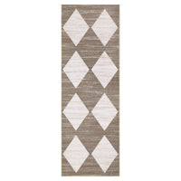 Garvee Plaid Brown 2x6 Washable Runner Rug Modern Geometric Carpet Runner with Non-Slip Backing, Contemporary Accent Carpet, Foldable Low Pile Indoor Mat for Bedroom, Kitchen, Laundry