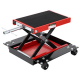 Garvee Motorcycle Lift, 1100 LBS Motorcycle Scissor Lift Jack with Dolly & Hand Crank, 3.15"-15.4" Center Hoist Crank Stand, Steel Scissor Jack for Street Bikes, Touring Motorcycles